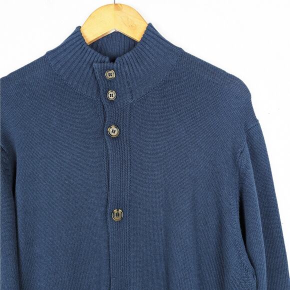 Five Four Men's Navy‎ Blue High Neck Casual Cardigan Sweater Size XL - Picture 2 of 9